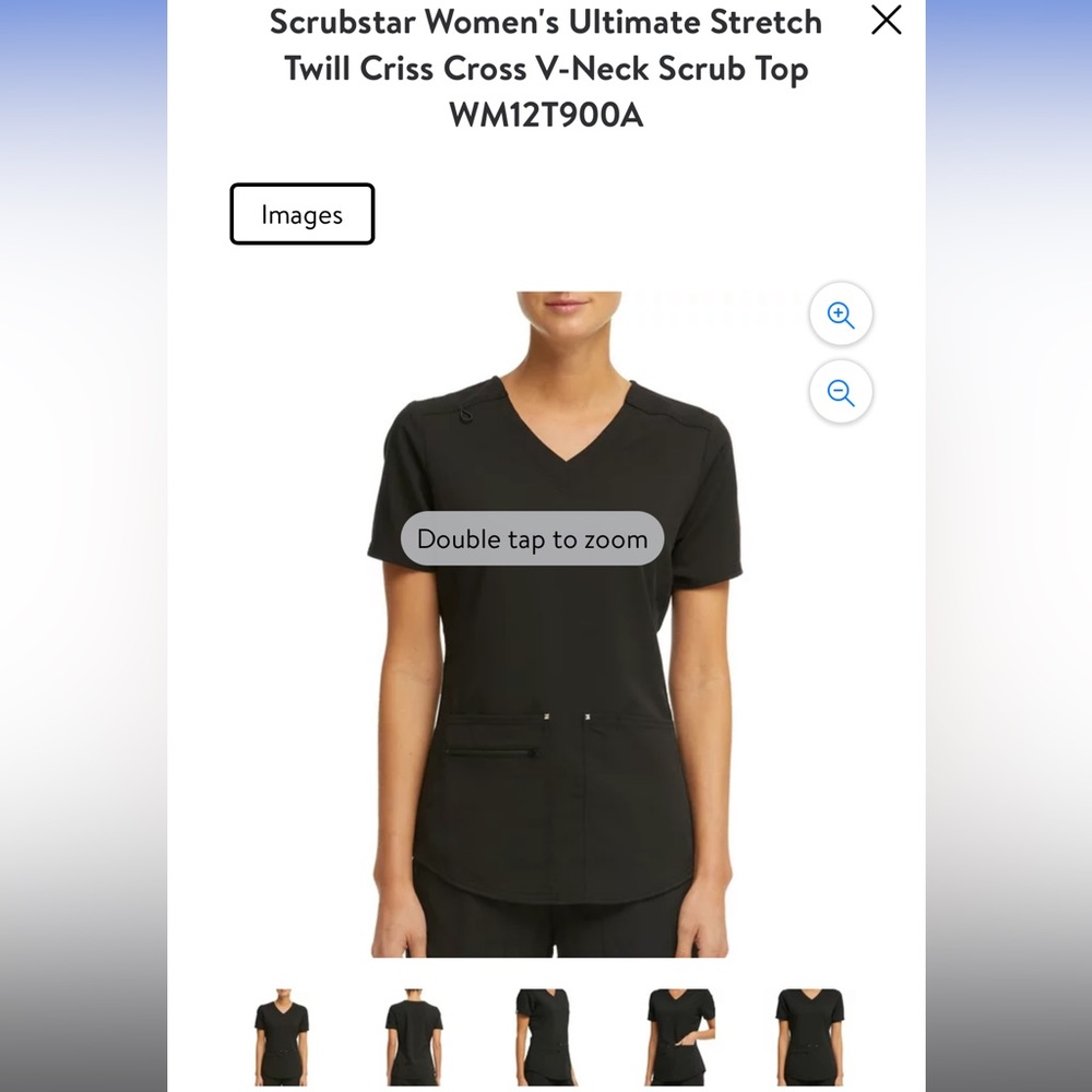 2 NWOT: Scrubstar Women’s Ultimate Stretch Twill Cross V-Neck Scrub Tops BLACK